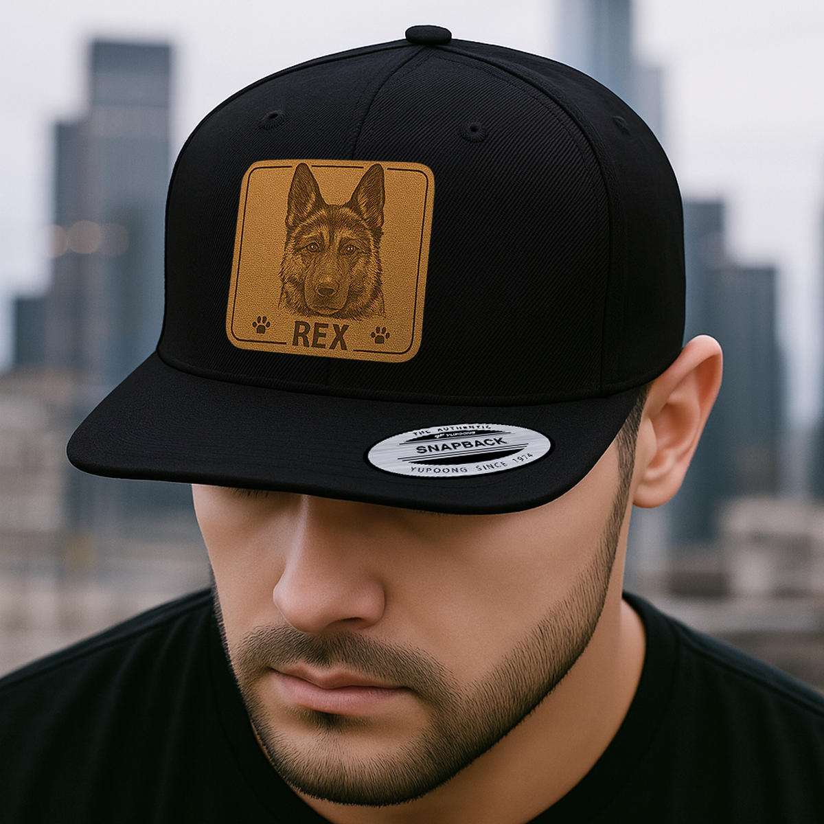 Custom Pet Photo Trucker Hat – Personalized Leather Patch Hat – Dog Owner Gift – Custom Pet Hat NGOC99A9