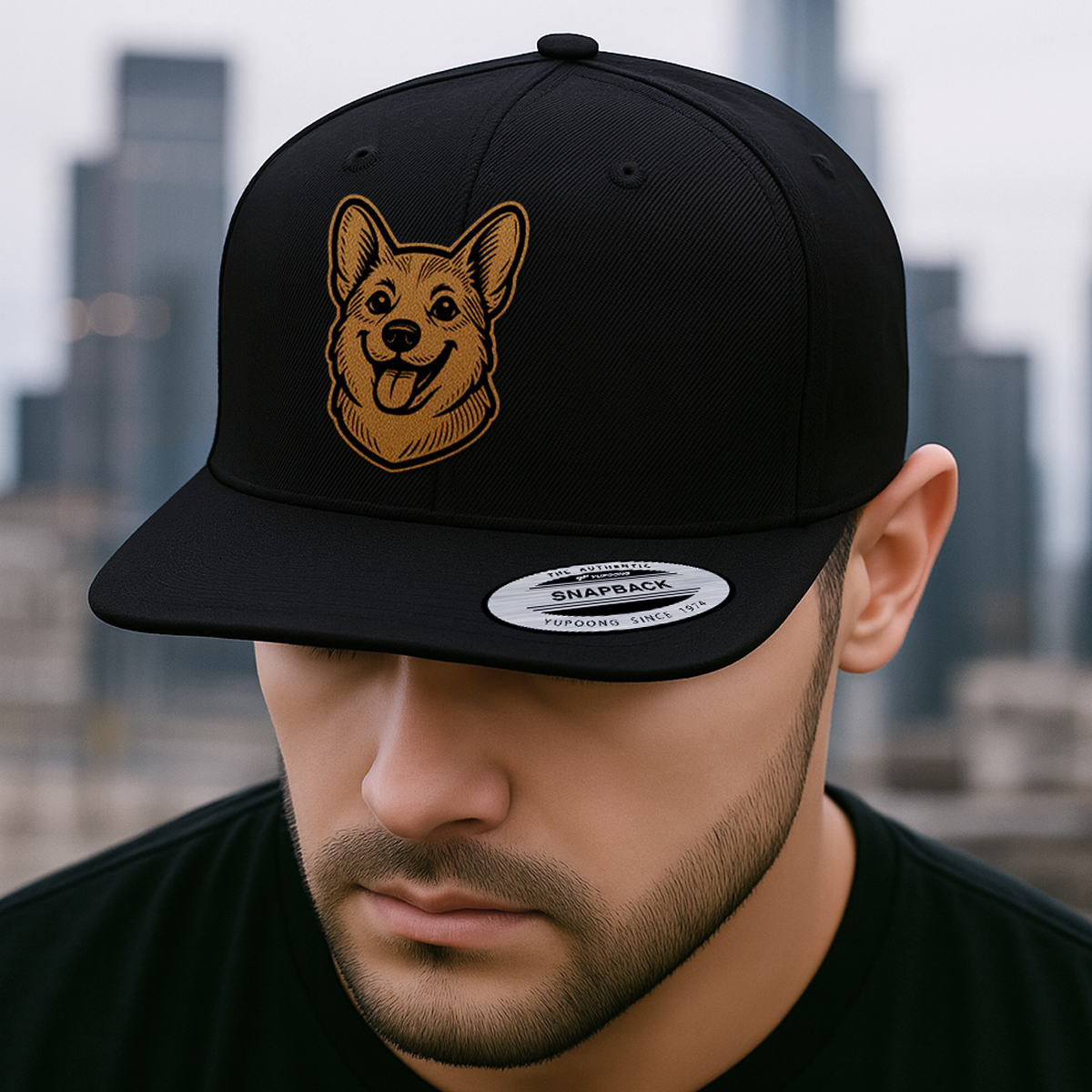 Custom Pet Photo Trucker Hat – Personalized Leather Patch Hat – Dog Portrait Gift – Custom Pet Face Hat P99A9