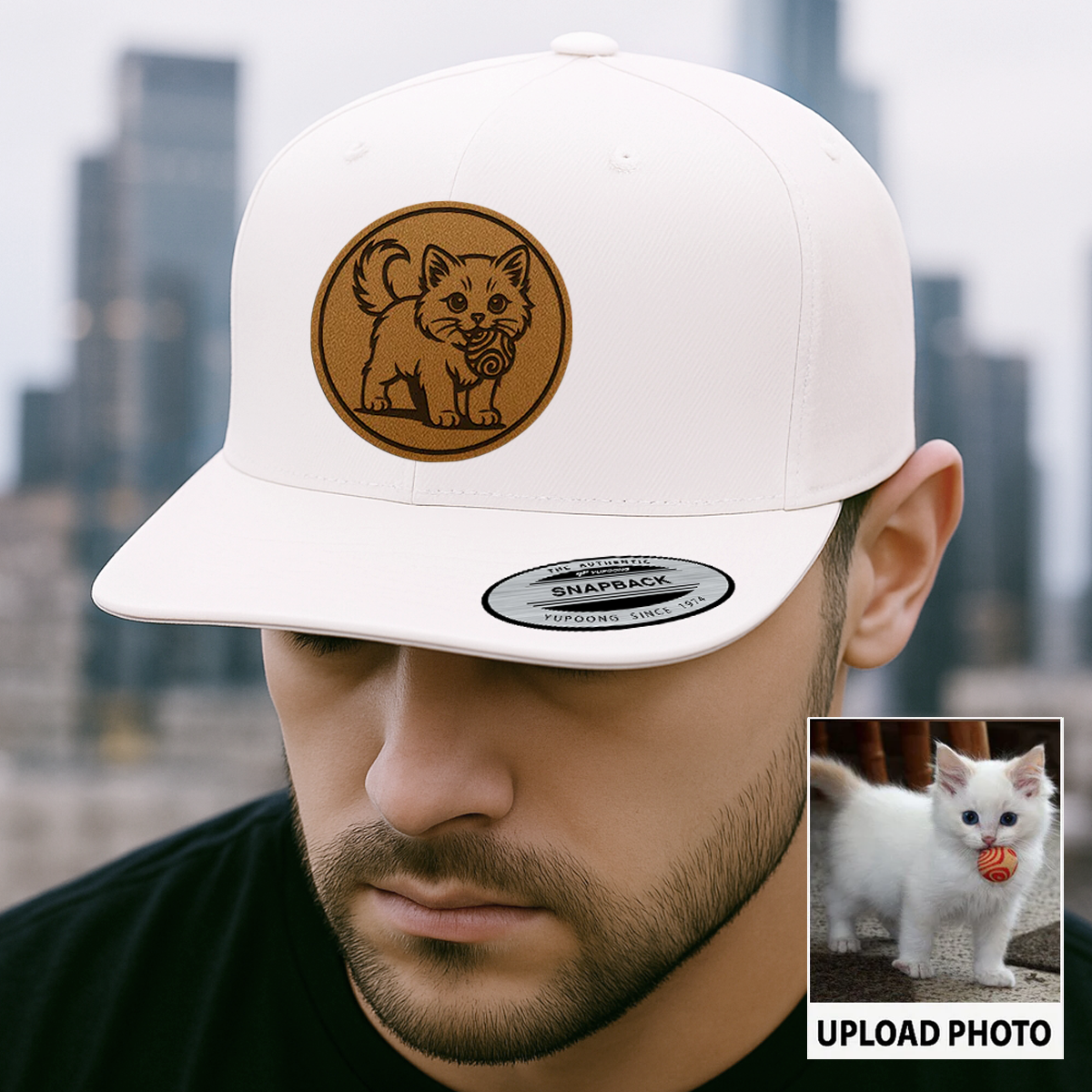 Custom Cat Photo Trucker Hat | Personalized Cat Photo Hat for Cat Owners | Gift For Cat Lovers TNGANSP036