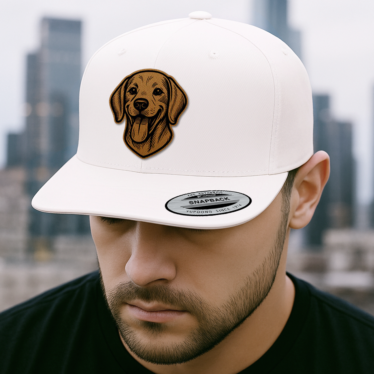 Custom Pet Photo Trucker Hat – Personalized Leather Patch Hat – Dog Portrait Gift – Custom Pet Face Hat P999