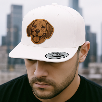 Custom Pet Photo Trucker Hat – Personalized Leather Patch Hat – Dog Gift – Custom Pet Face Hat NGOC99A7