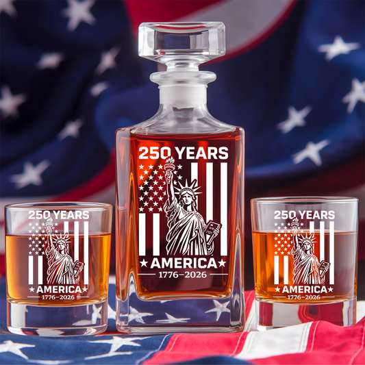 Personalized 250 Years America Whiskey Decanter Set 1776–2026 THUC99