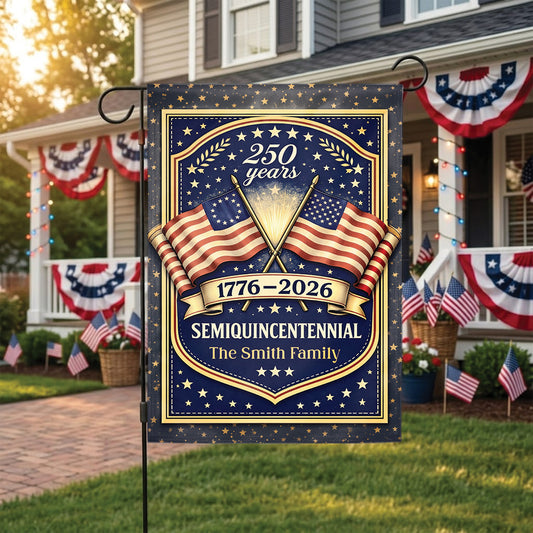 Custom American Flag 1776–2026 250 Years Independence Garden Flag Family Name Gift