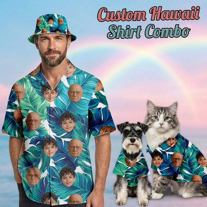 Custom Photo Grandpa Hawaiian Shirt, Matching Family Hawaiian Shirt, Dad Summer Beach Gift THUC99