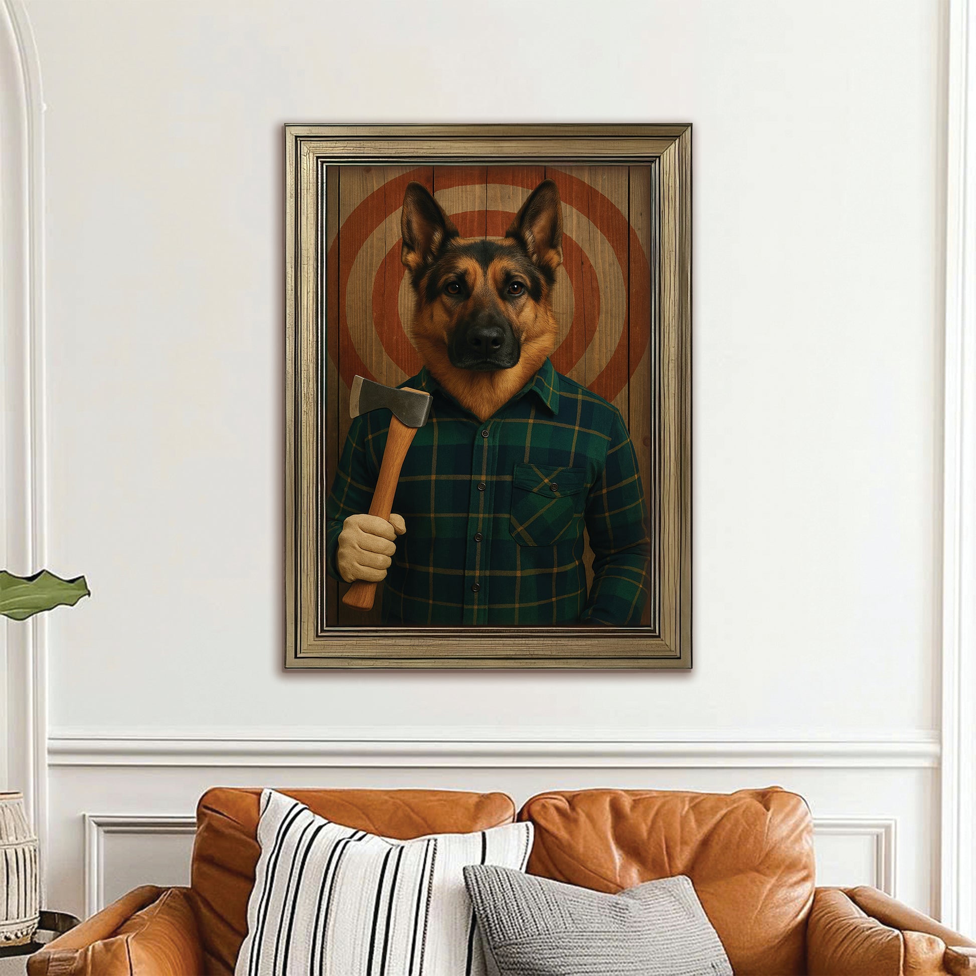 Custom Photo Axe Throw Dog Canvas Framed Wall Art Gift For Dog Lovers