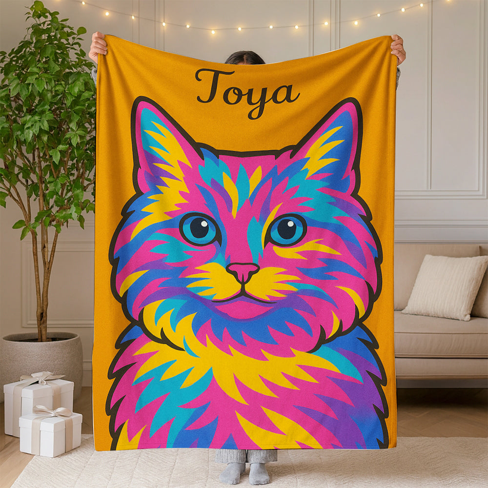Custom Photo Minimalist Cat Blanket Gift For Cat Lovers