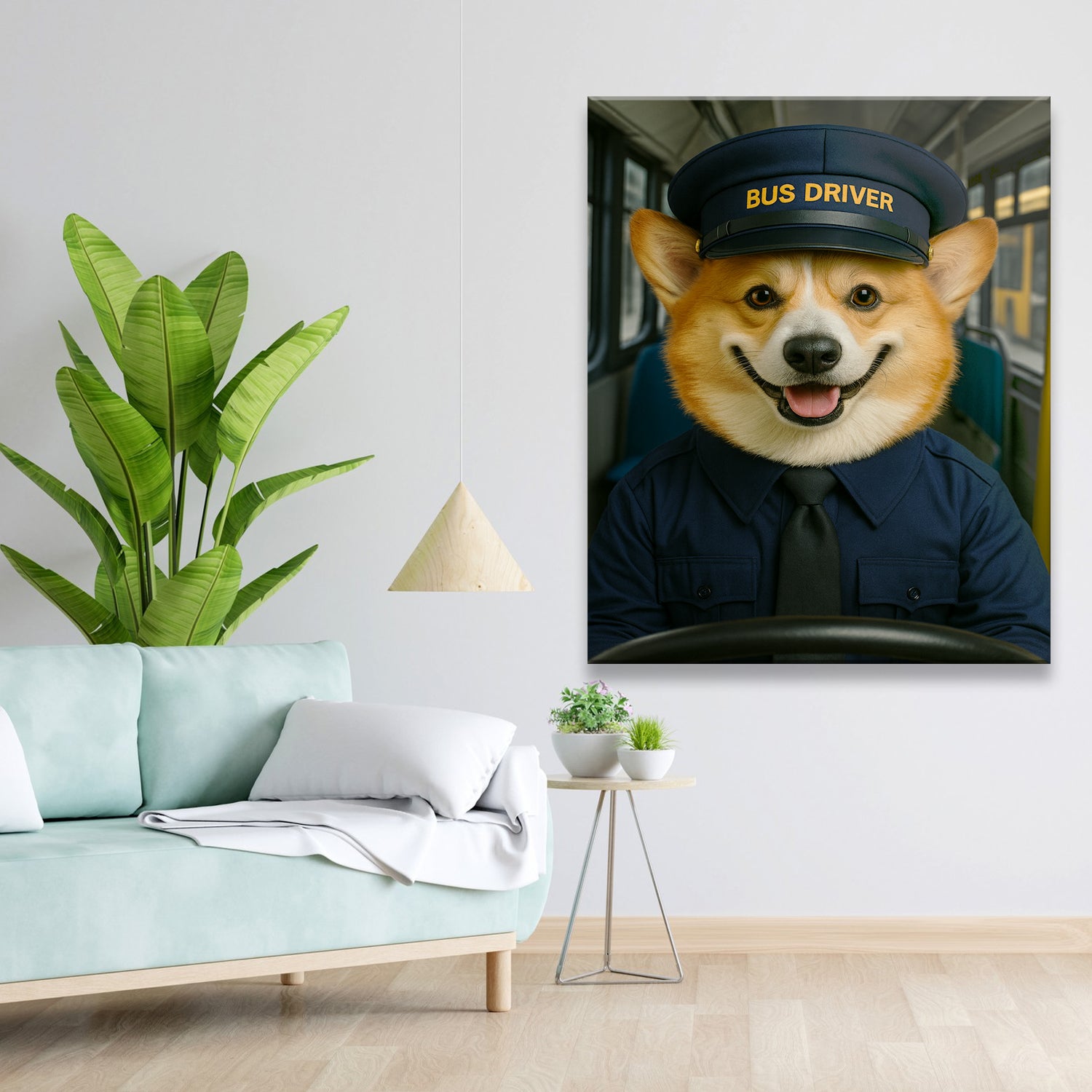 Custom Photo Bus Driver Dog Canvas Gift For Dog Lovers