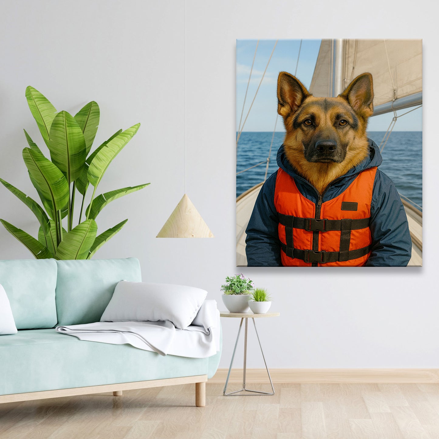 Custom Photo Sailor Dog Canvas Gift For Dog Lovers