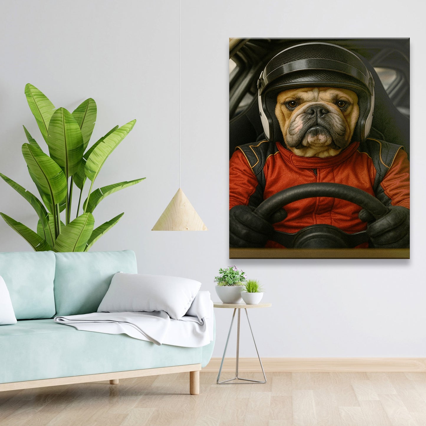Custom Photo Racing Driver Dog Canvas Gift For Dog Lovers