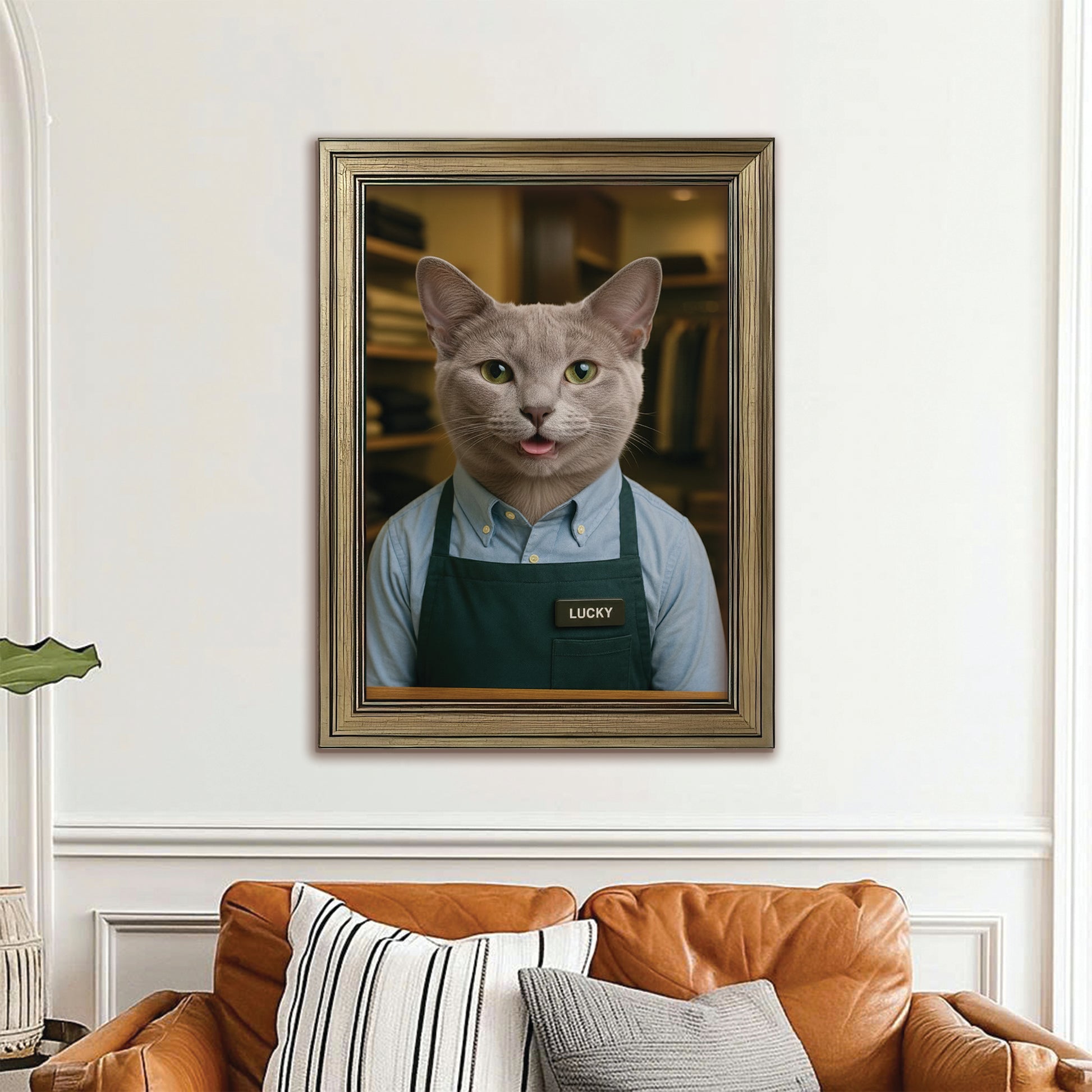 Custom Photo Clothing Store Cat Canvas Framed Wall Art Gift For Cat Lovers