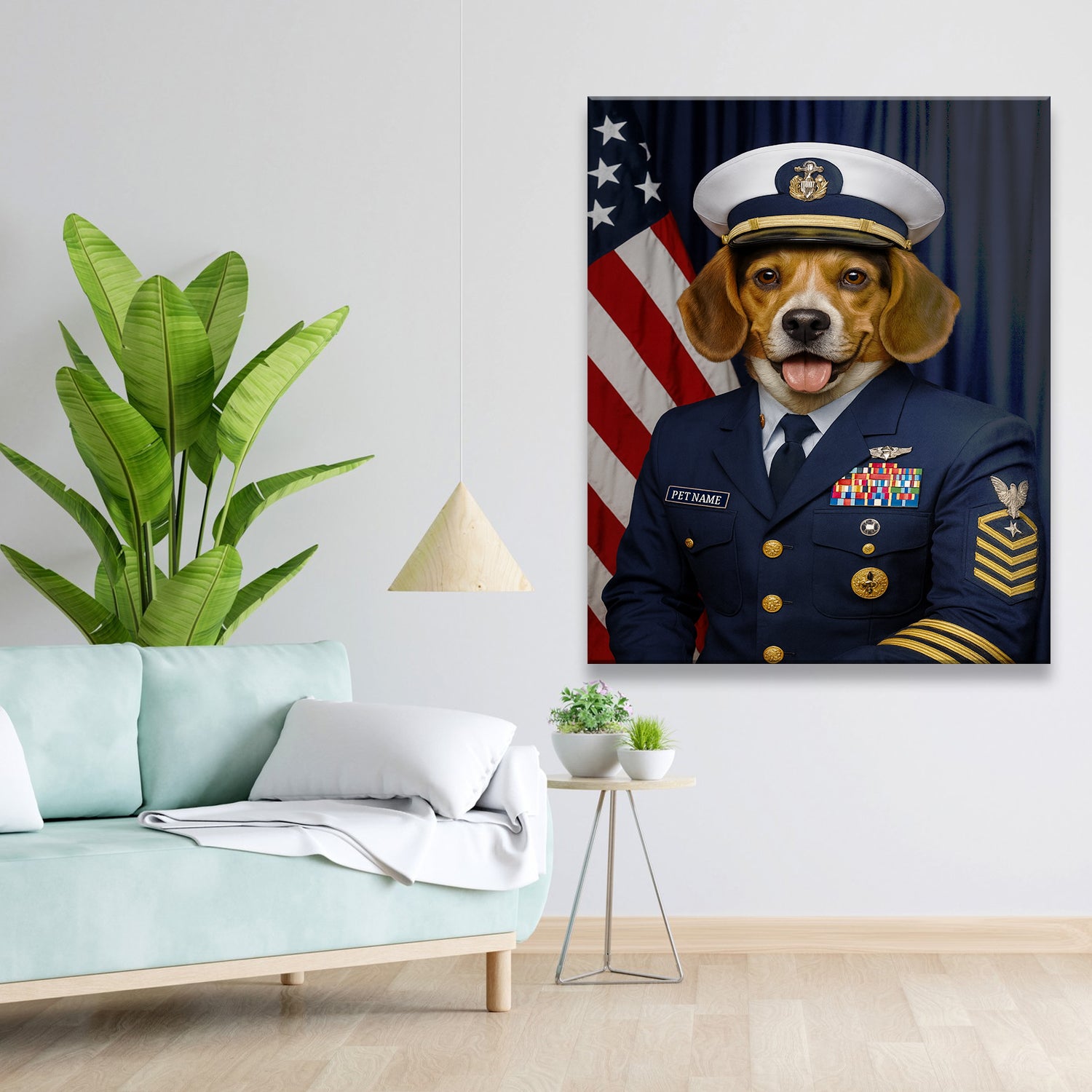 Custom Dog Photo Us Navy Canvas _ Gift For Dog Lovers