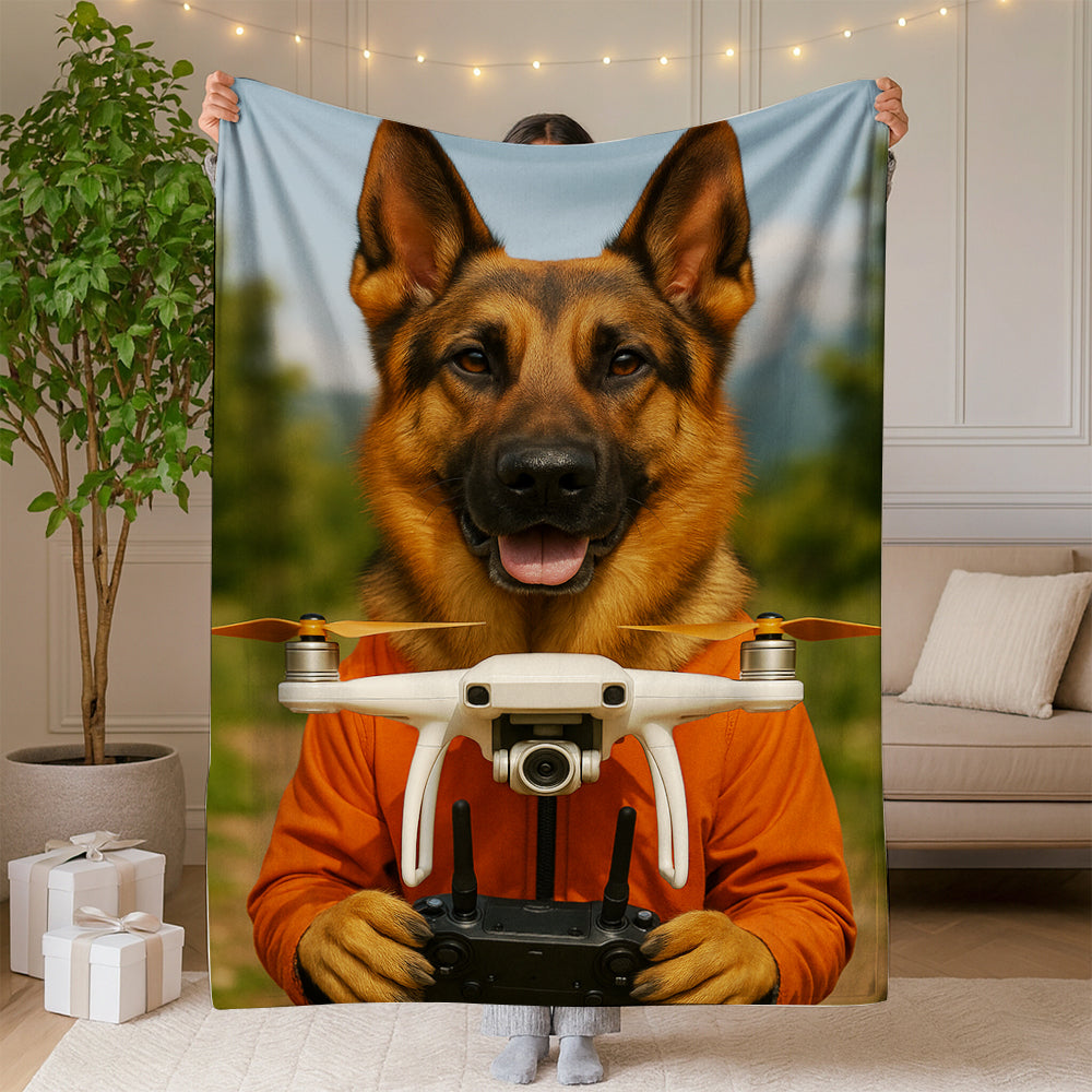 Custom Photo Drone Pilot Dog BlanketGift For Dog Lovers