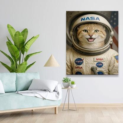 Custom Photo Astronaut Cat Canvas Gift For Cat Lovers