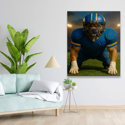 Custom Photo Football Player 2 Dog Canvas Gift For Dog Lovers