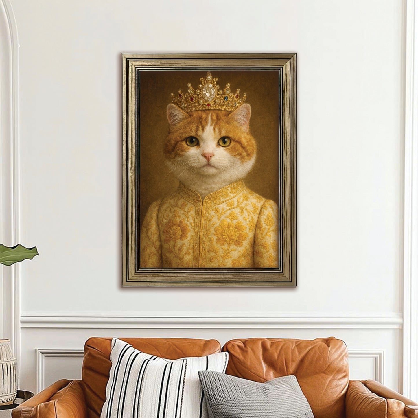 Custom Photo Cat Royal Style 09 Canvas Framed Wall Art Gift For Cat Lovers