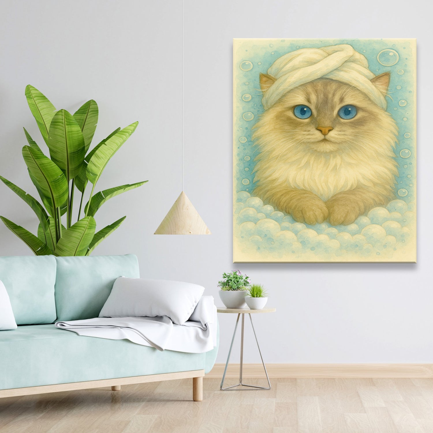 Custom Cat Potrait In Bathroom Canvas