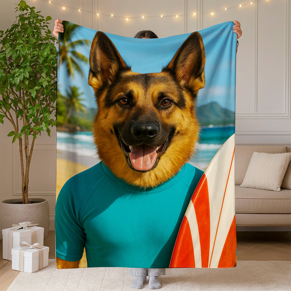 Custom Photo Surfer Beach Dog BlanketGift For Dog Lovers