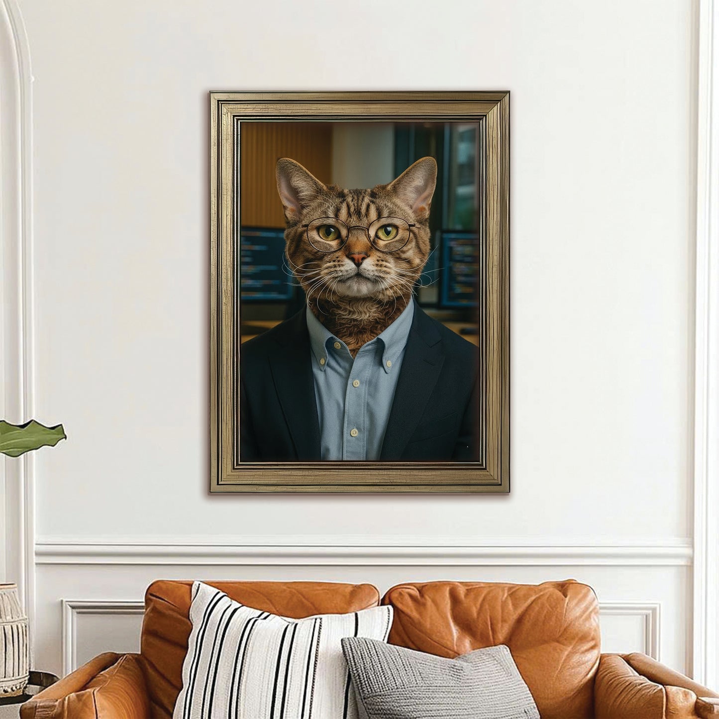 Custom Photo Software Developer Cat Canvas Framed Wall Art Gift For Cat Lovers