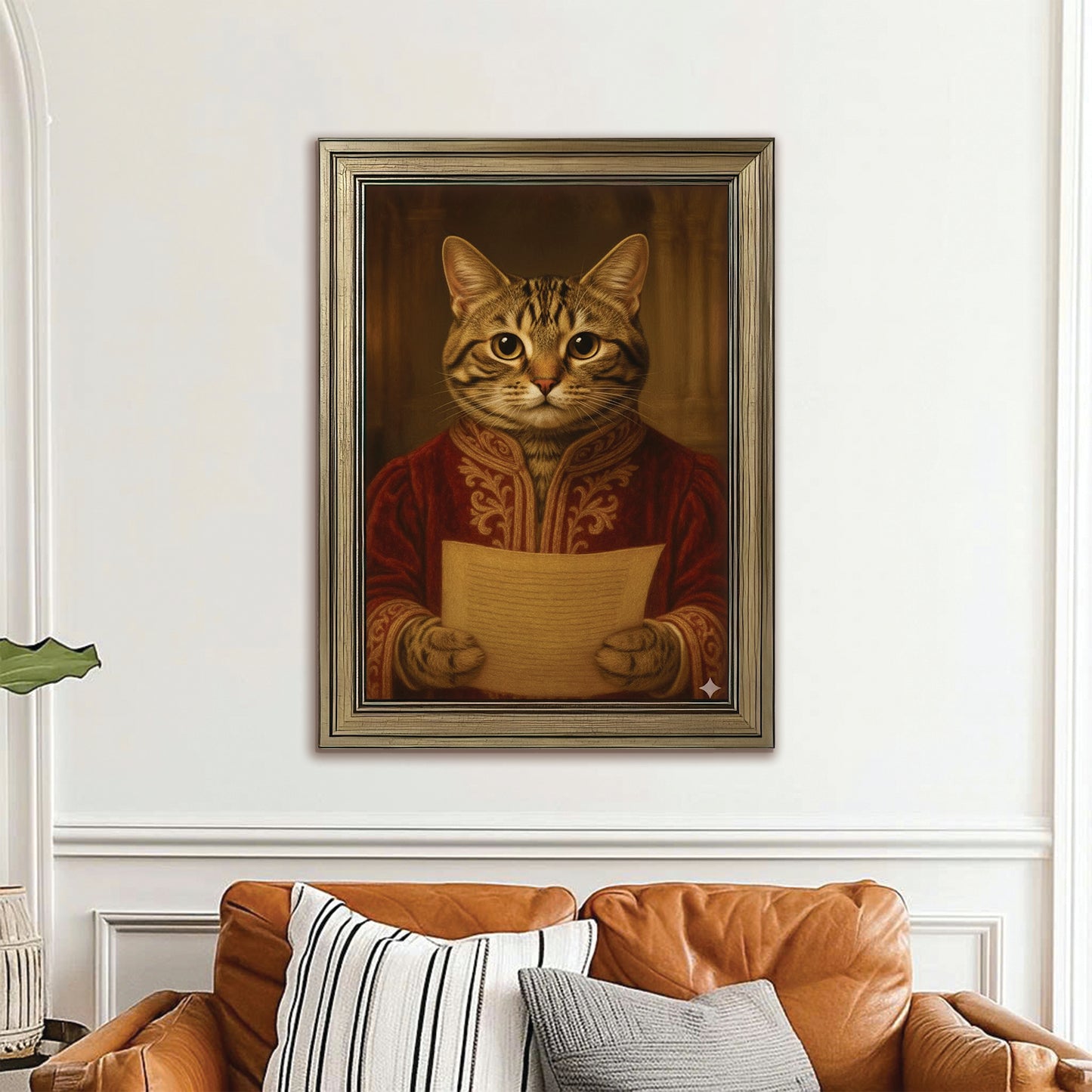Custom Photo Cat Royal Style 06 Canvas Framed Wall Art Gift For Cat Lovers