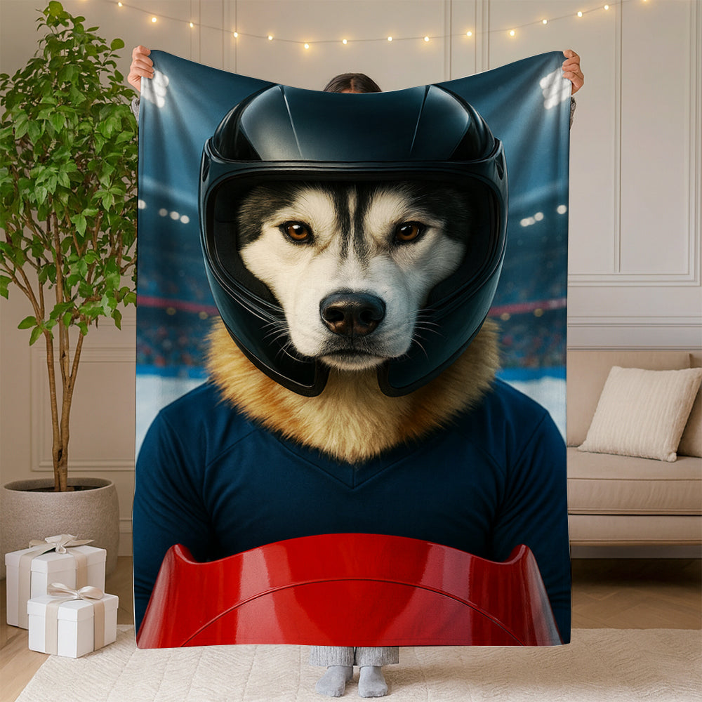 Custom Photo Bobsled Winter Race Dog BlanketGift For Dog Lovers