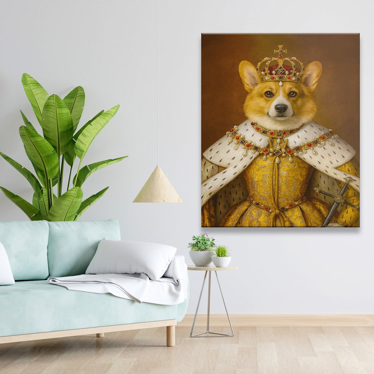 Custom Photo Crowned Queen Dog Canvas Gift For Dog Lovers