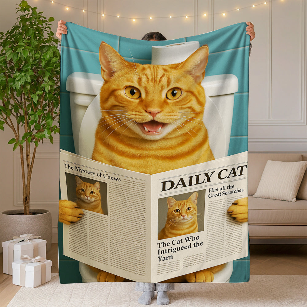 Custom Photo Cat Toilet Bathroom Blanket Wall Art