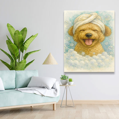 Custom Dog Potrait In Bathroom Canvas