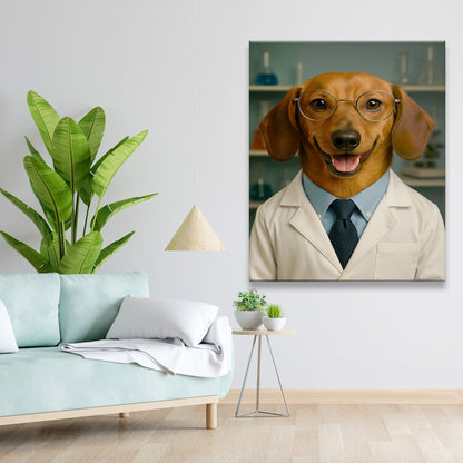 Custom Photo Scientist Dog Canvas Gift For Dog Lovers