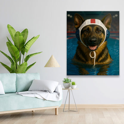 Custom Photo Swimmer Dog Canvas Gift For Dog Lovers