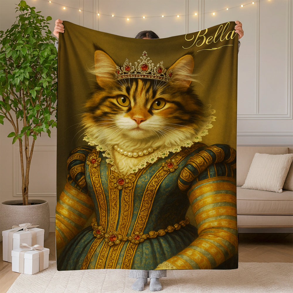 Custom Photo Sapphire Queen Cat Blanket Gift For Cat Lovers