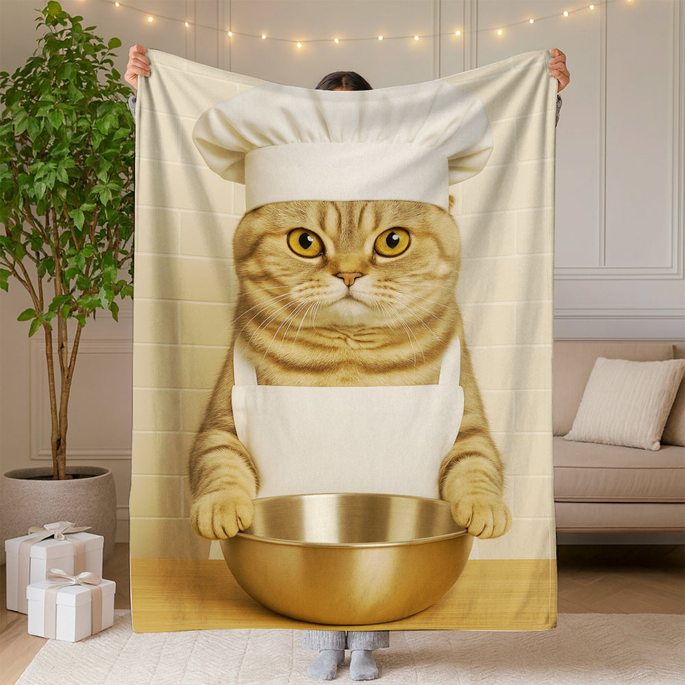 Custom Photo Cat Chef Blanket Gift For Cat Lovers