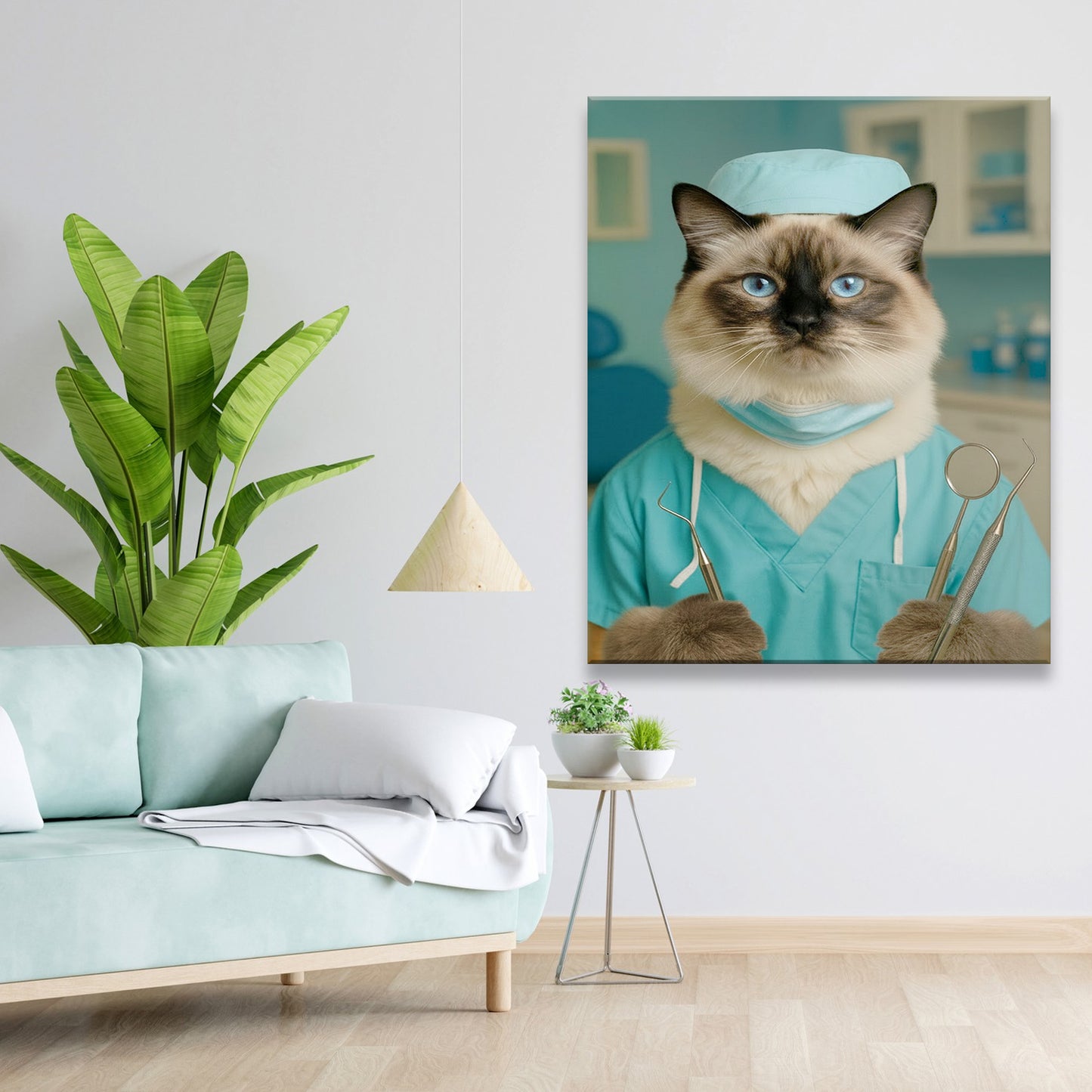Custom Photo Dentist Cat Canvas Gift For Cat Lover