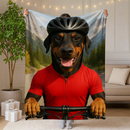 Custom Photo Cyclist Dart Bike Dog BlanketGift For Dog Lovers