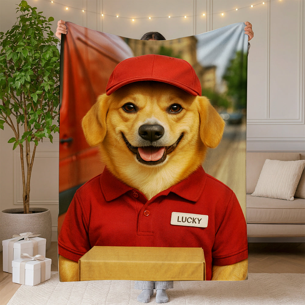 Custom Photo Courier Delivery BlanketGift For Dog Lovers