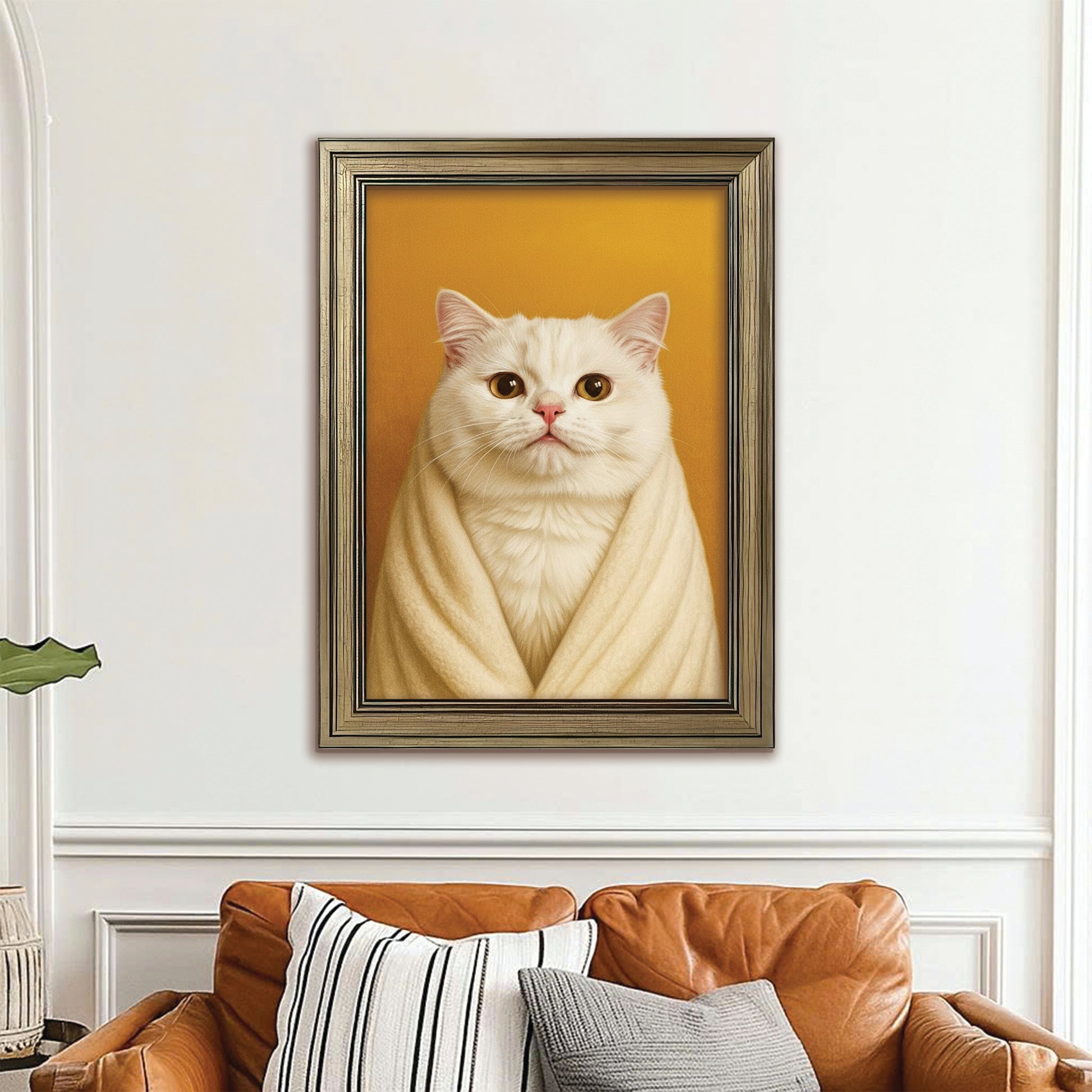 Custom Photo Cat Bathroom Style 30 Canvas Framed Wall Art Gift For Cat Lovers