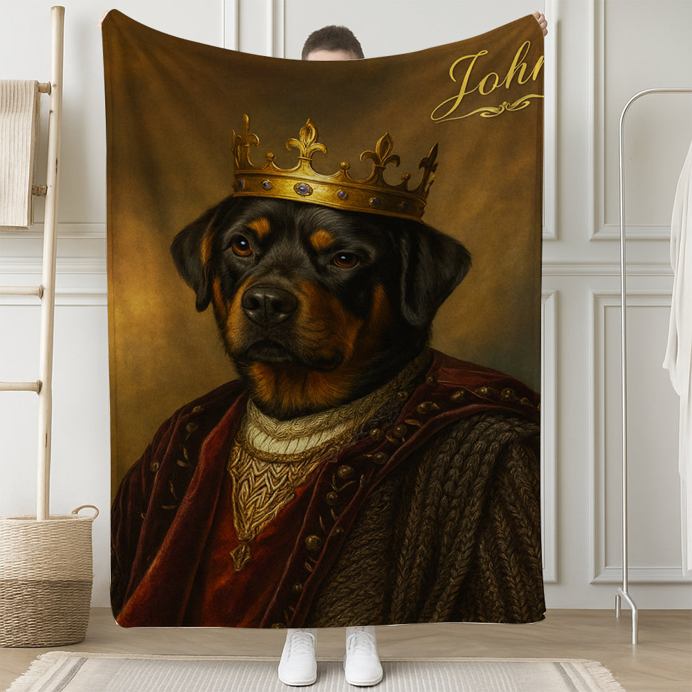 Custom Photo Crown King Dog BlanketGift For Dog Lovers