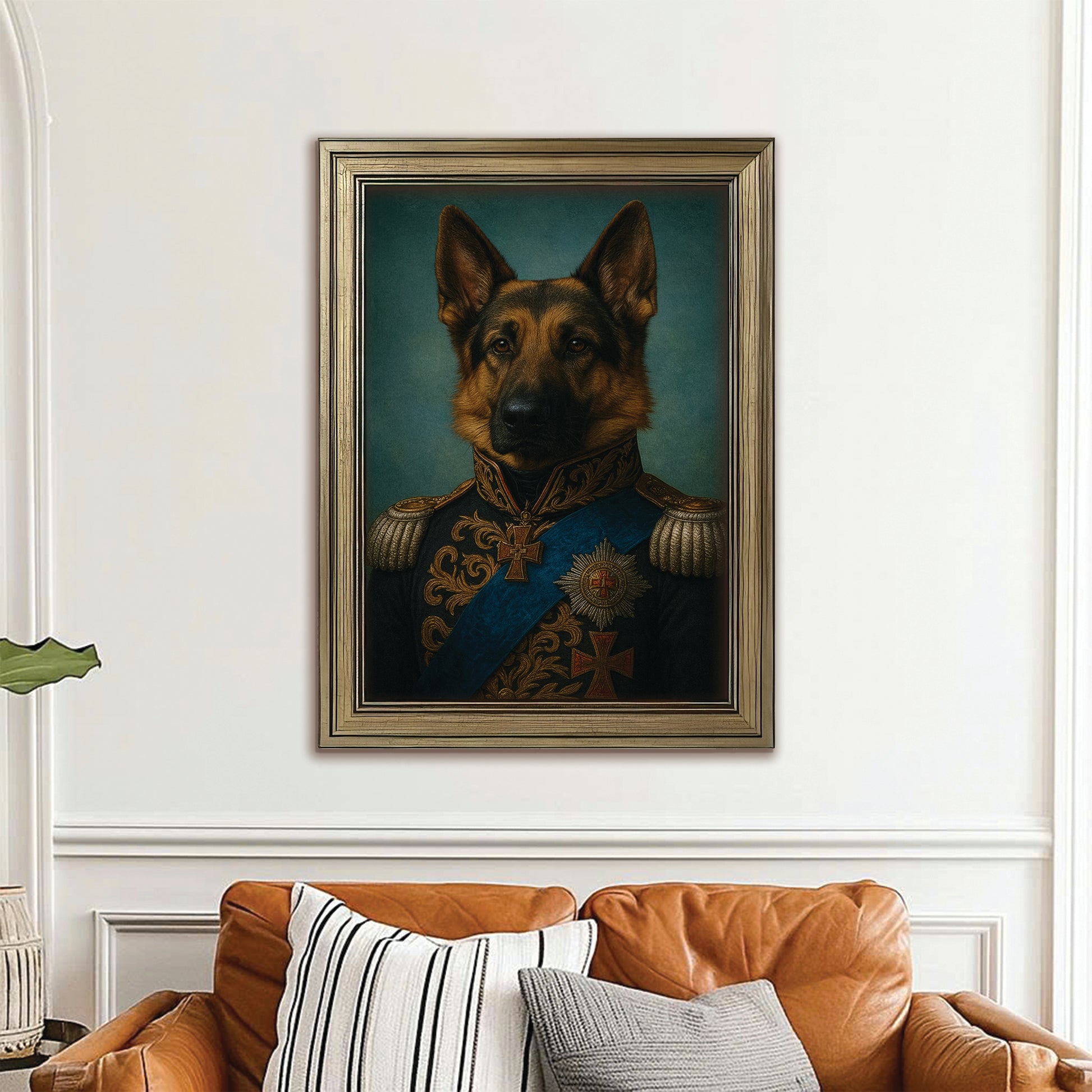 Custom Photo Royal Dog Canvas Framed Wall Art Gift For Dog Lovers