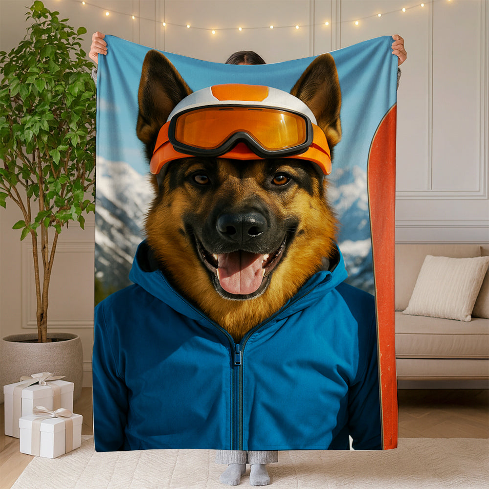 Custom Photo Snowboarder Dog BlanketGift For Dog Lovers