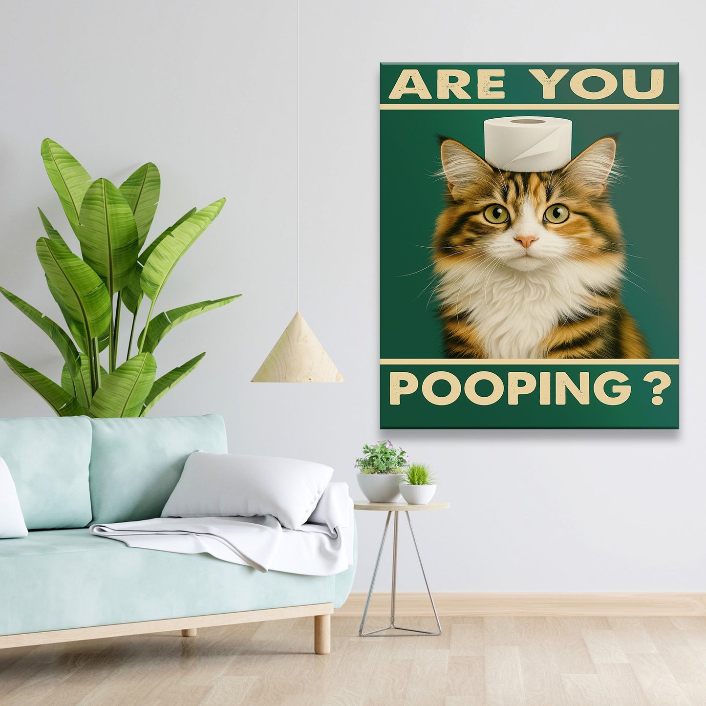 Custom Photo Funny Cat In Bathroom Canvas