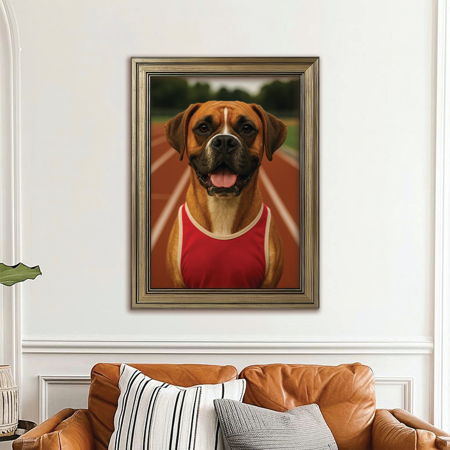 Custom Photo Runner Dog Canvas Framed Wall Art Gift For Dog Lovers