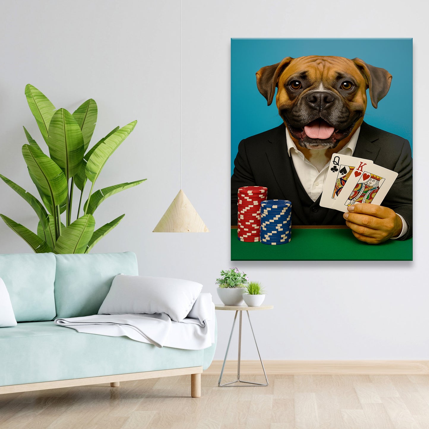 Custom Photo Poker Player Dog Canvas Gift For Dog Lovers