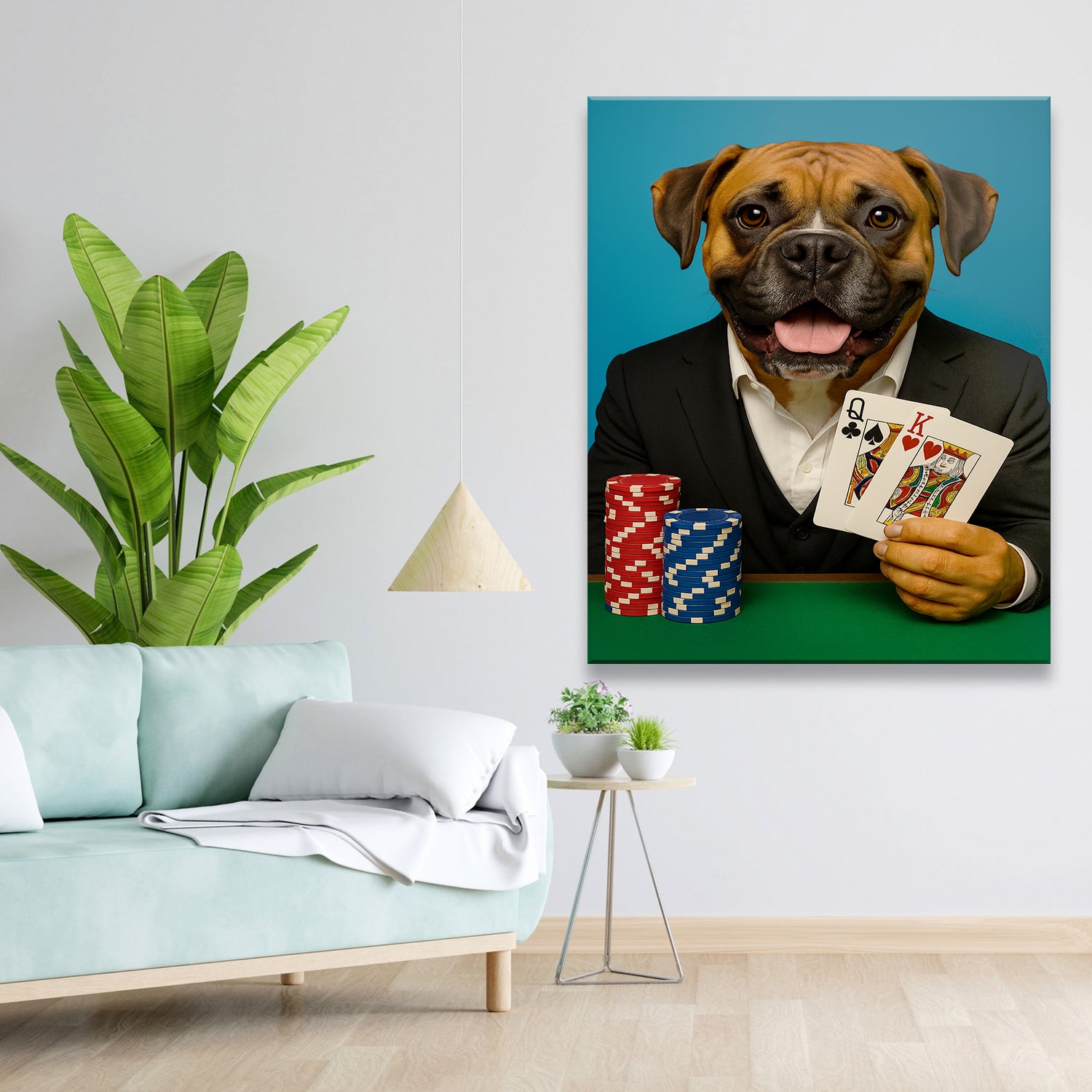Custom Photo Poker Player Dog Canvas Gift For Dog Lovers