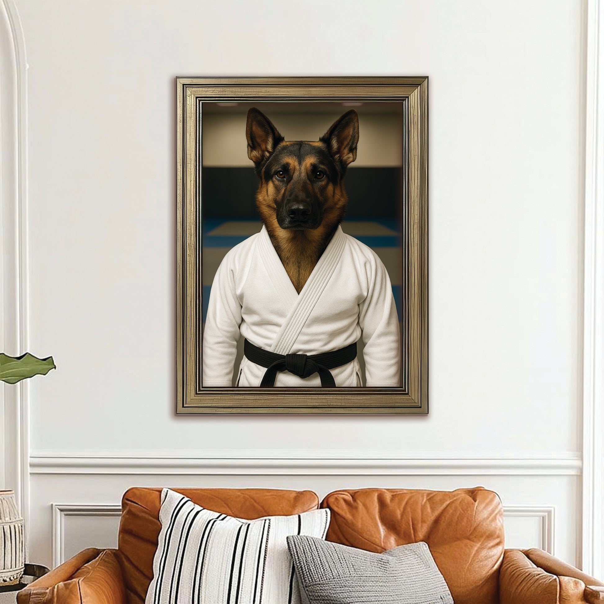 Custom Photo Jiu Jitsu Dog Canvas Framed Wall Art Gift For Dog Lovers