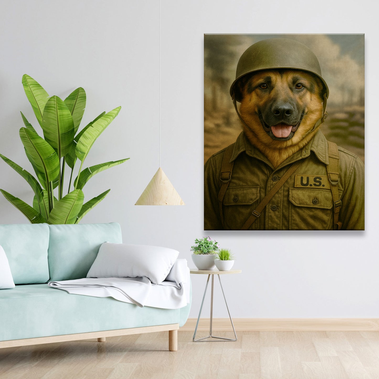 Custom Photo Military Dog Canvas Gift For Dog Lovers