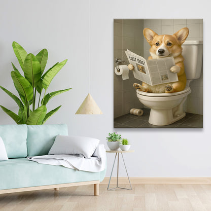 Custom Photo Bathroom Dog Canvas Gift For Dog Lovers
