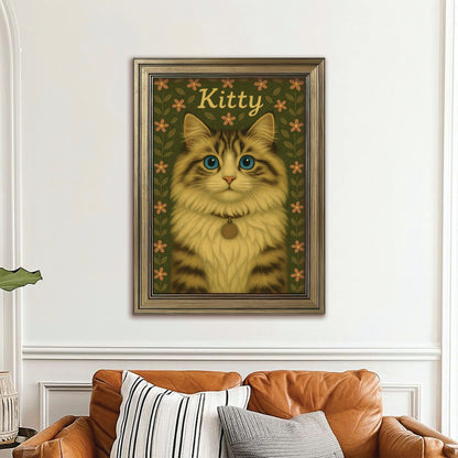 Custom Cat Portraits From Photo From Photo Canvas Framed Wall Art