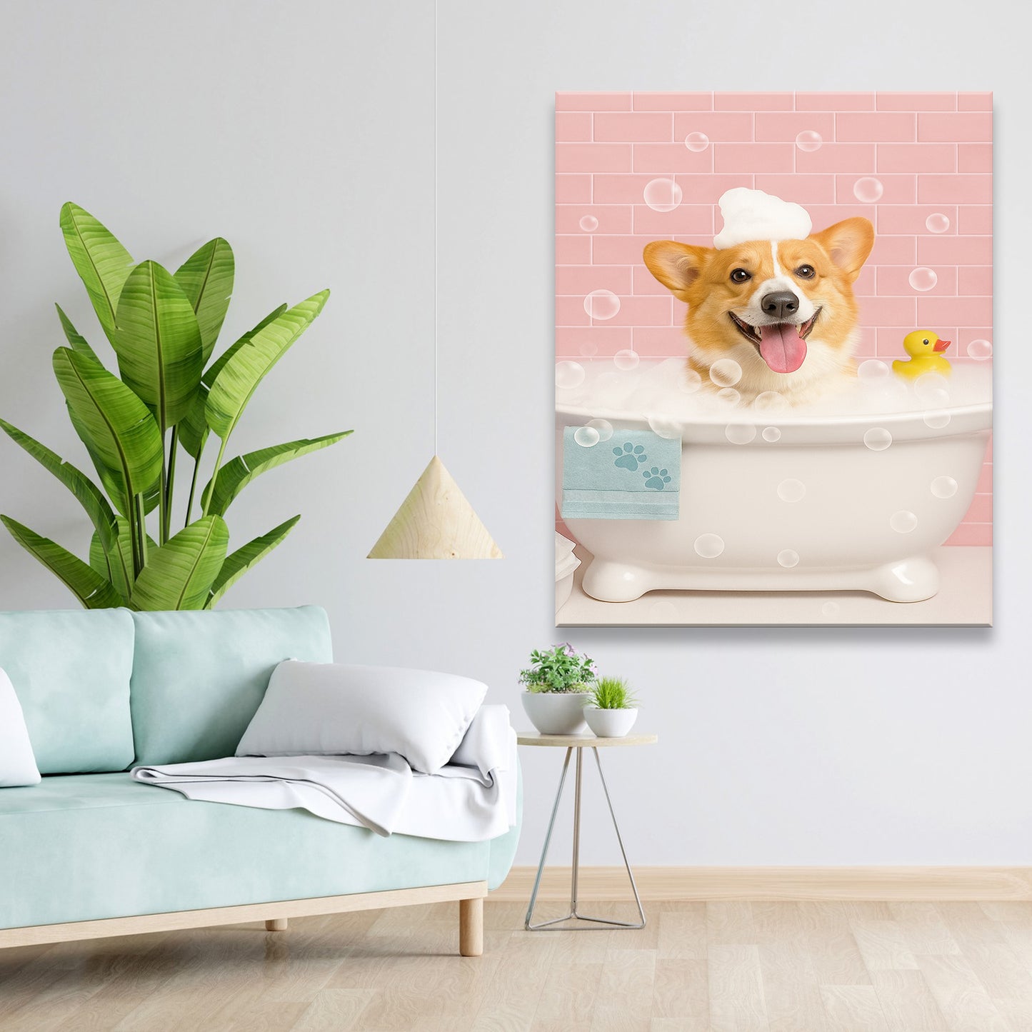 Custom Photo Dog In Bath Canvas Gift For Dog Lovers
