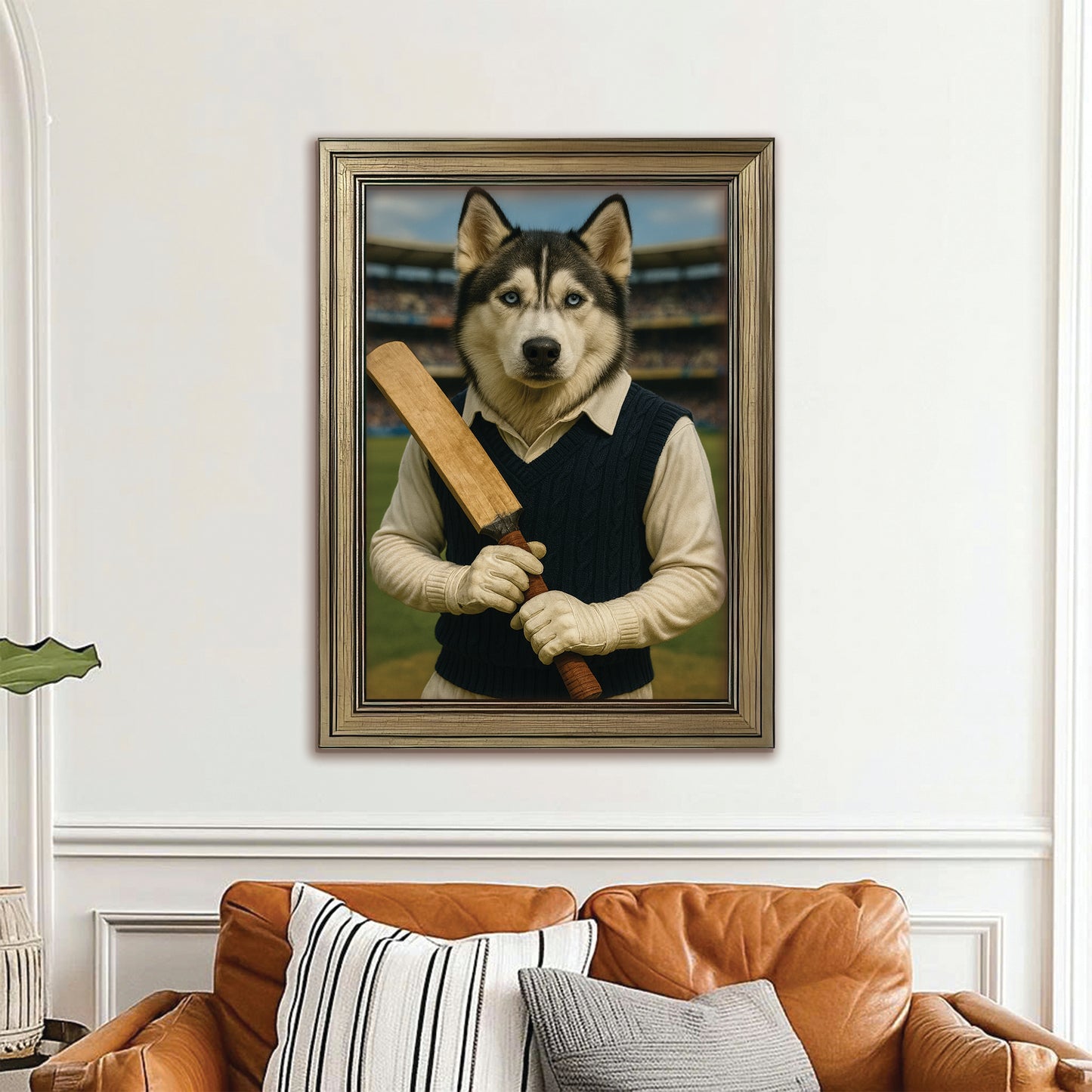 Custom Photo Cricket Dog Canvas Framed Wall Art Gift For Dog Lovers