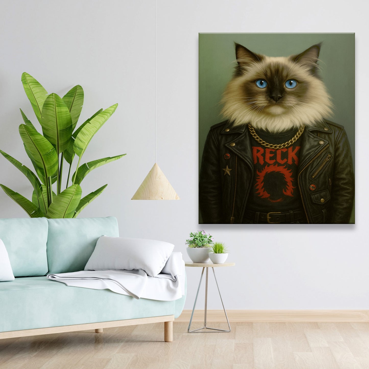 Custom Photo Rock n Roll Cat Canvas _ Gift For Cat Lovers