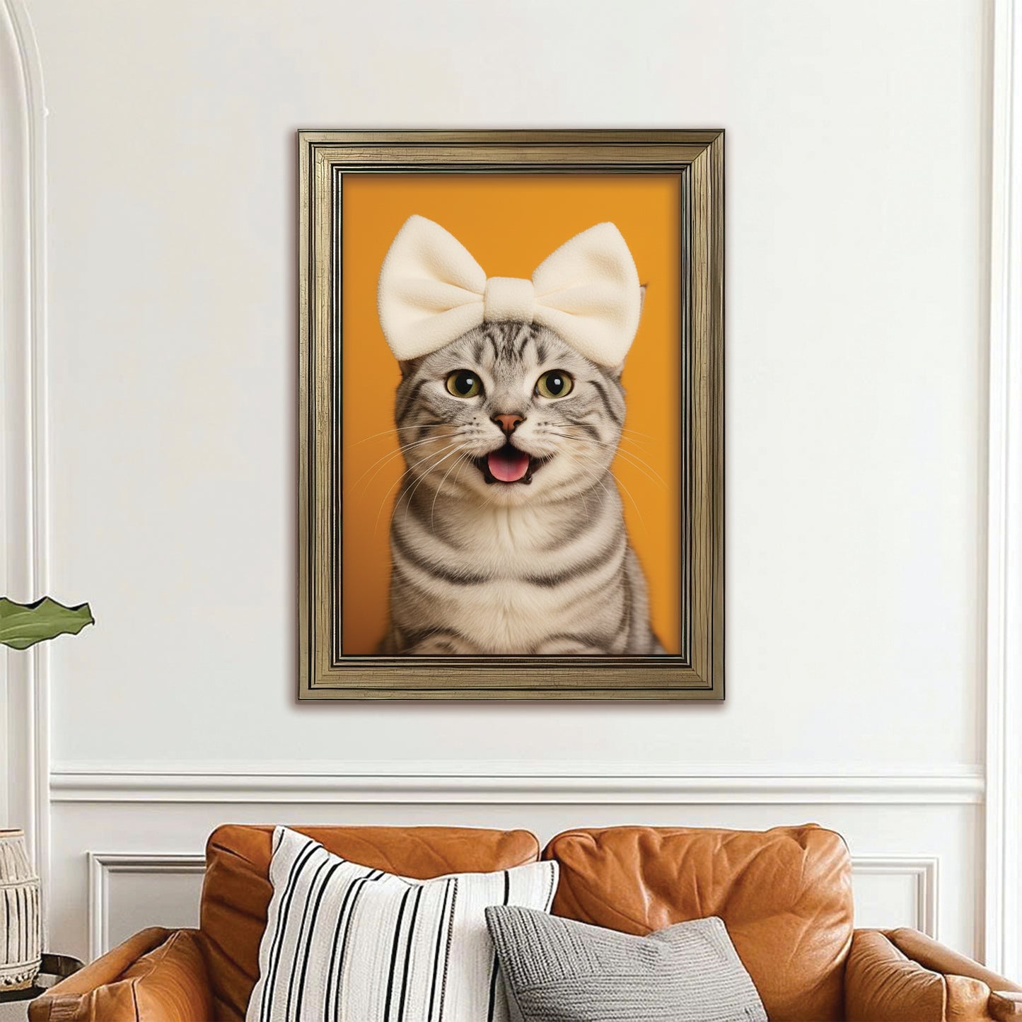 Custom Photo Cat Bathroom Style 37 Canvas Framed Wall Art Gift For Cat Lovers